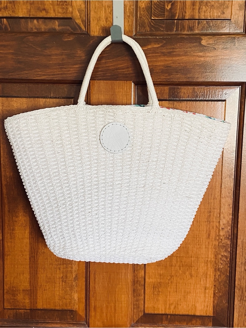 Nikki Beach Woven Lined interior w/ Drawstring Top Handles Beach Picnic Handbag